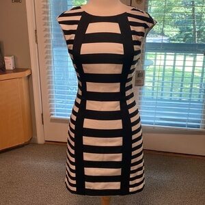 NWT Trina Turk Cream & Black Striped Dress Size 4